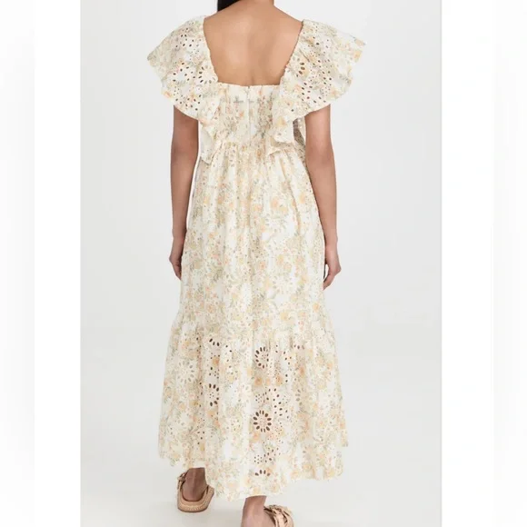 En Saison Opposites Eyelet Yellow Floral Midi Dress Size Medium Retail $176 - Picture 2 of 4